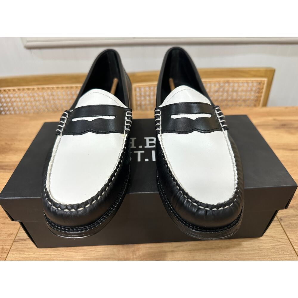 G.H.BASS & CO. Women's Whitney Easy Weejuns® Loafers Black White Leather 9.5 NIB - Picture 7 of 15